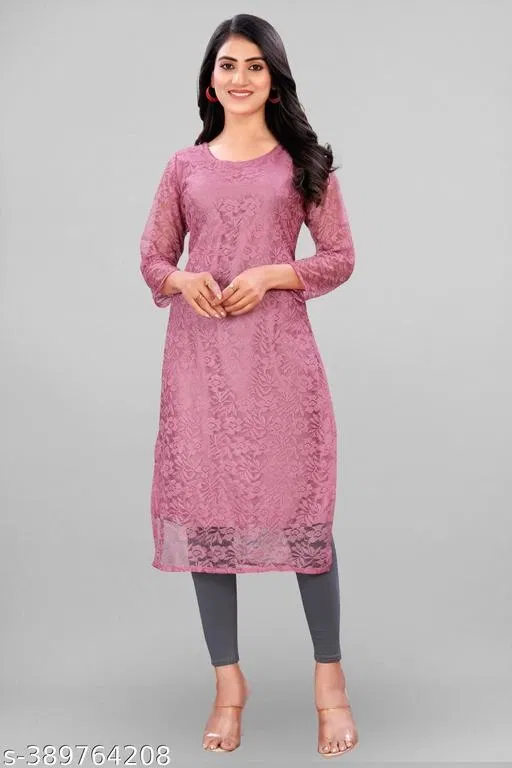 Net Kurti for Women,  Pink  (XL)
