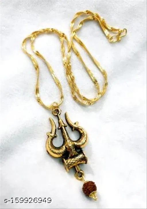 Trishul Locket with Rudraksh for Men (Multicolor)