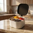 Fancy 4-Section Masala Box for Kitchen Storage, Assorted_2678