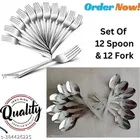 Stainless Steel 12 Pcs Spoons with 12 Pcs Forks 