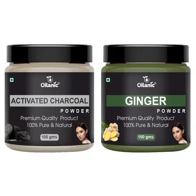 Natural Activated Charcoal & Ginger Powder for Skin & Hair (Pack of 2, 100 g)