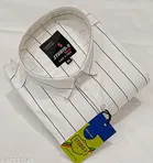 Cotton Blend Striped Shirt for Men, White 