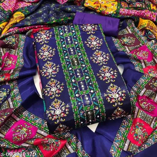 Embroidered Anarkali Party Suit for Women (Navy Blue, Un Stitched)