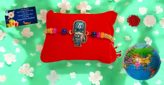 Metal Rakhi with Glob Ball & Greeting Card, Roli (Multicolor, Set of 1)