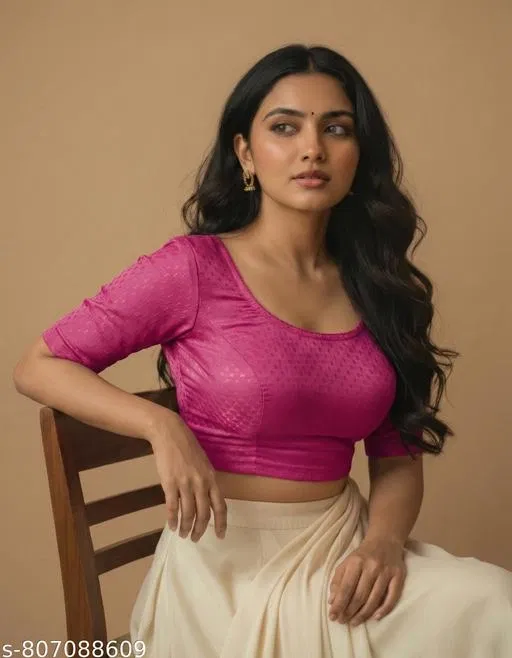 Lycra Ready Made Blouse for Women, Pink (26)