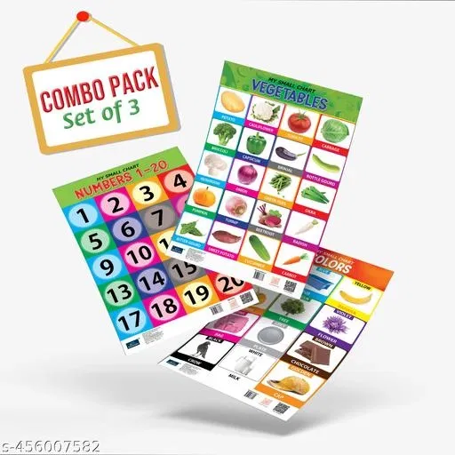 Bookford Publications My small chart Numbers, Colors & Vegetables (Set of 3)