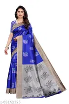 Art Silk Printed Saree for Women, Blue 