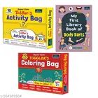 Super Cute Toddlers Activity Bag + Coloring Bag + My First Library Book of Body Parts 