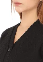 Woolen V-Neck Cardigan Full Sleeve Button-Up Winter Sweater 