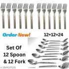 Stainless Steel 12 Pcs Spoons with 12 Pcs Forks 