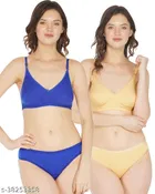 Cotton Blend Solid Lingerie Set for Women 