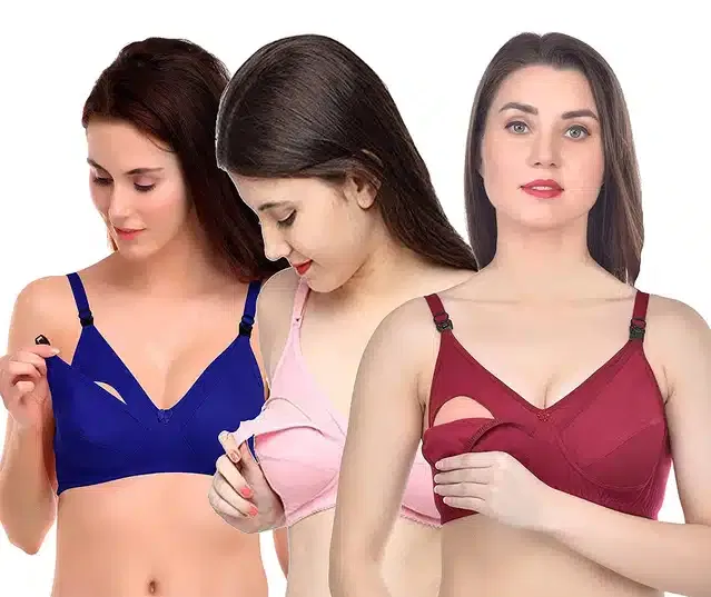 Non Padded Maternity Bra for Women (Pack of 3) (Multicolor, 40B)