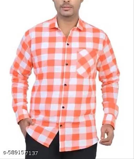 Cotton Blend Checked Shirt for Men, Multicolor (S)