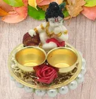 Metal Decoretive Pooja Thali, Multicolour Pack of 1