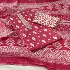 100% Cotton Print with Neck Thread Embroidery Unstitched Suit (Red, Free size)