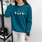 Cotton Round Neck Printed T-Shirt for Women (Teal, XS)