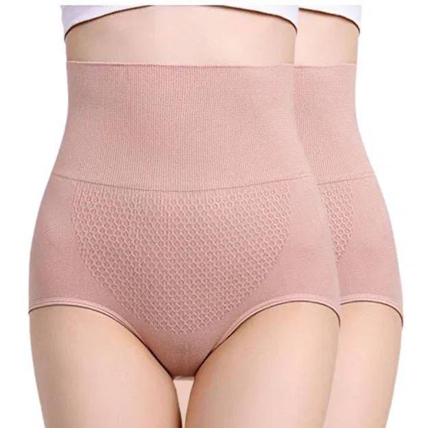 Cotton Blend High Waist Tummy Tucker Briefs for Women (Multicolor, Free Size) (Pack of 2)