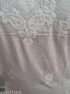 Cotton Chikankari Short Kurti for Women, White 