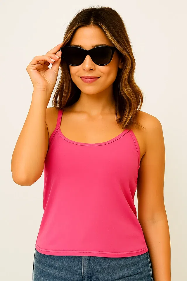 Cotton Solid Camisole for Women, Pink (XL)