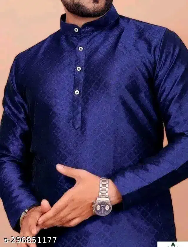 Full Sleeves Kurta for Men (Navy Blue, XXL)