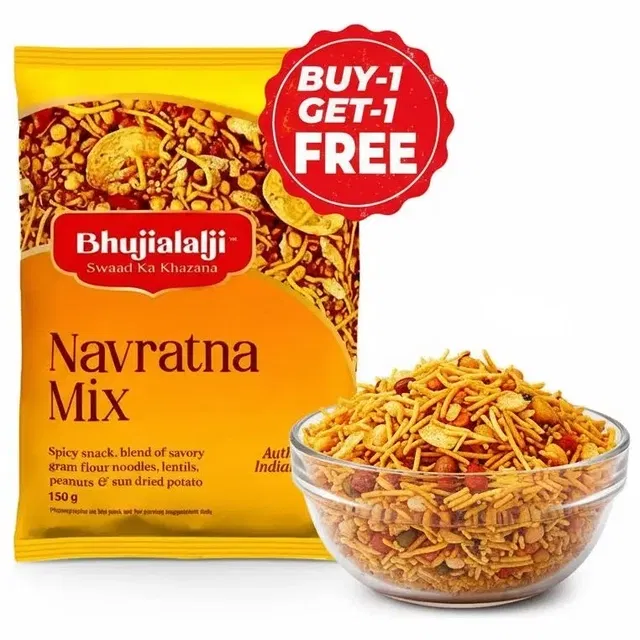 भुजियालालजी नवरत्न मिक्स 2X150 g (1 के साथ 1 मुफ्त)