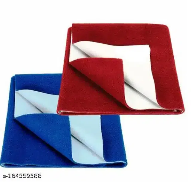 Cotton Mattress Protection Sheet (Maroon & Blue, 28x20 inches) (Pack of 2)