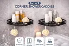 Pack of 2 Wall Mounted Shower Caddy Shelf No Drilling Storage Basket for Washroom Triangle