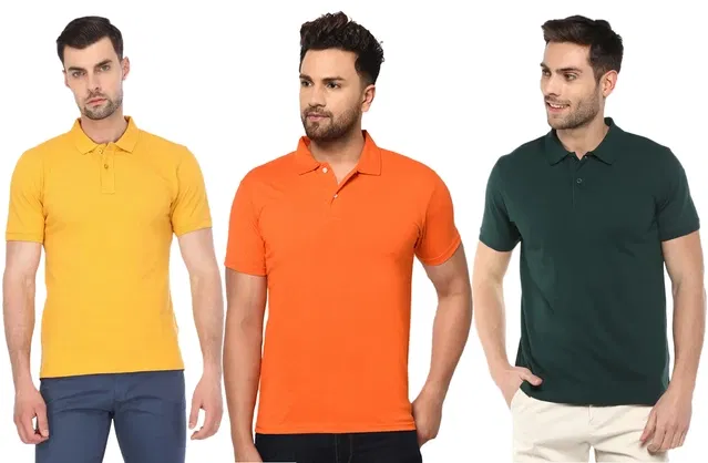 Polo T-shirt Pack of 3 for Men (Multicolor, XL)