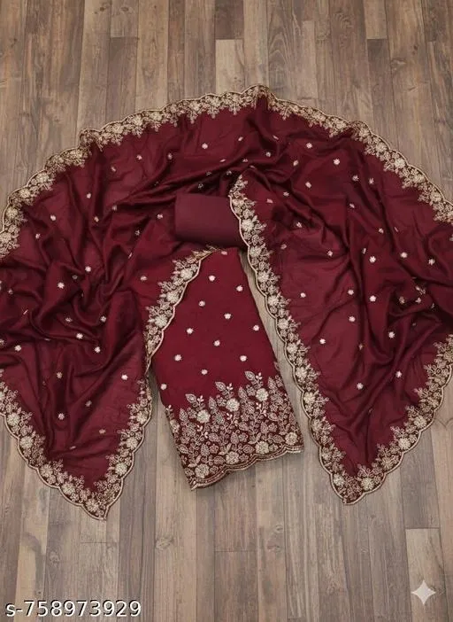 Embroidered Floral Patiala Suits for Women (, 5.85 meter (S)) (Multicolor, 5.85 meter (S)