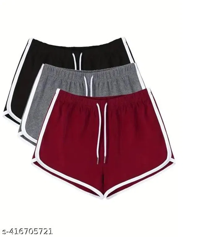 Cotton Blend Shorts for Women (Multicolor, 28) (Pack of 3)