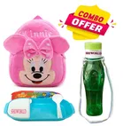 Combo of Fabric School Bag, Water Bottle with Lunch Box for Kids 