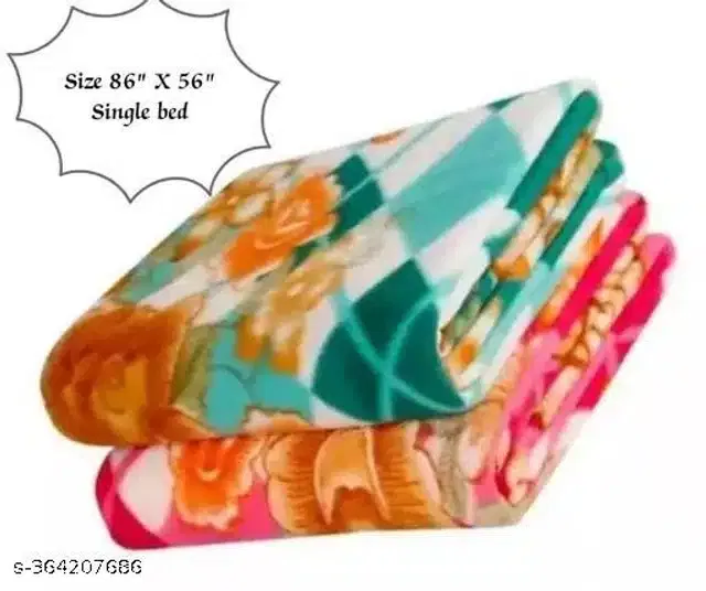 Fleece Blanket (Multicolor, 86x56 inches) (Pack of 2)