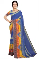 कानूड़ा फैंसी विमेंस जॉर्जेट फ्लावर प्रिंटेड साड़ी 