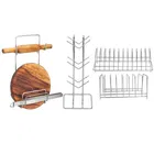 Stainless Steel Cup Stand Cup Holder & Plate Stand & Chakla Belan Stand For Kitchen (Set of 4) (OC-036)