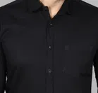 Cotton Blend Solid Shirt for Men, Black 