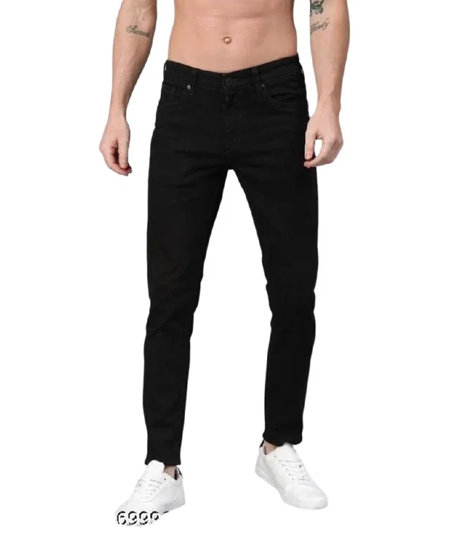 Denim Slim Fit Jeans for Men (Black, 30)