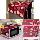 KANUSHI Industries® 1 Pc Fridge Covers / Refrigerator Cover + 1 Pc Microwave/Oven Cover Top + 3 Fridge Mats 