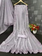 Lycra Blend Solid Saree for Women, Lavender 
