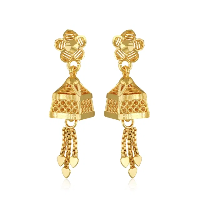 Brass Gold Plated Jhumkas for Women (Gold, Set of 1)