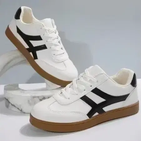 PVC Casual Shoes for Men, White & Brown (7)