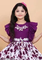 Printed Cotton Blend Fit And Flare Dress for Girls 