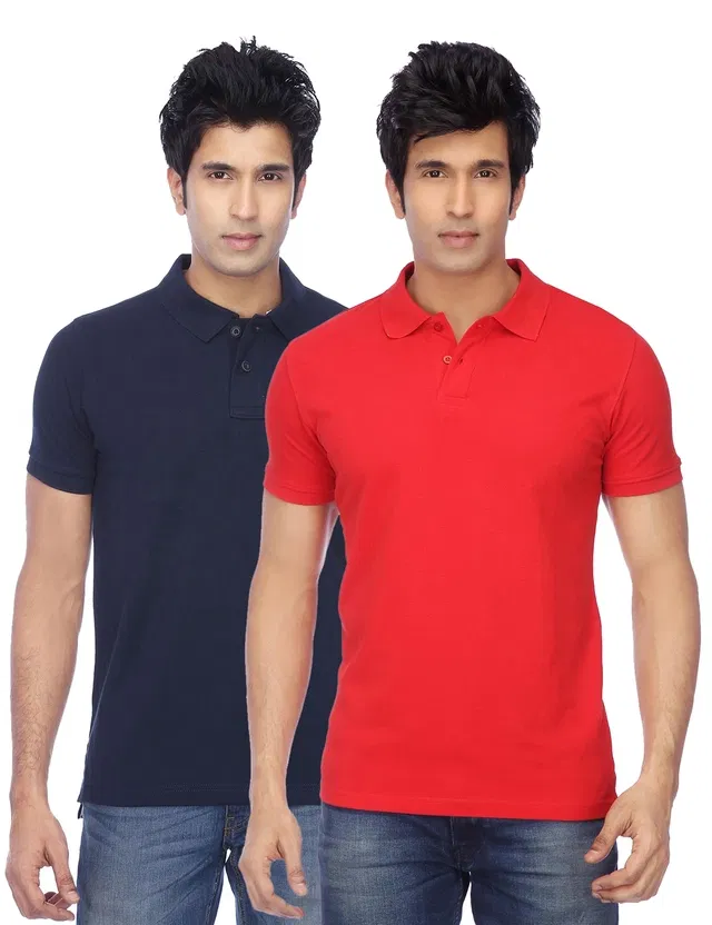 Solid Polo T-shirt for Men, Pack of 4 (Multicolor, L)