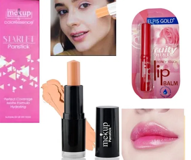 Combo of Mekup Panstick Concealer & Elpis Gold Fruity Shine Lip Balm (Multicolor, Set of 2)