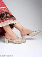 Shoetopia Golden Embellished Heel Sandals 