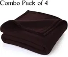 Combo Pack of 4 Solid Polar Fleece Blanket Coffee Brown- 
