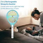 Long Line Mosquito Racket 2610 with 2 Pin Plug & Torch Light | 500 mAh Battery | Rechargeable Mosquito Swatter