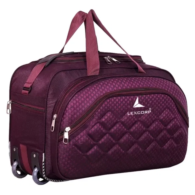 Polyester Waterproof Duffel Bag with Wheels (Purple, 60 L)