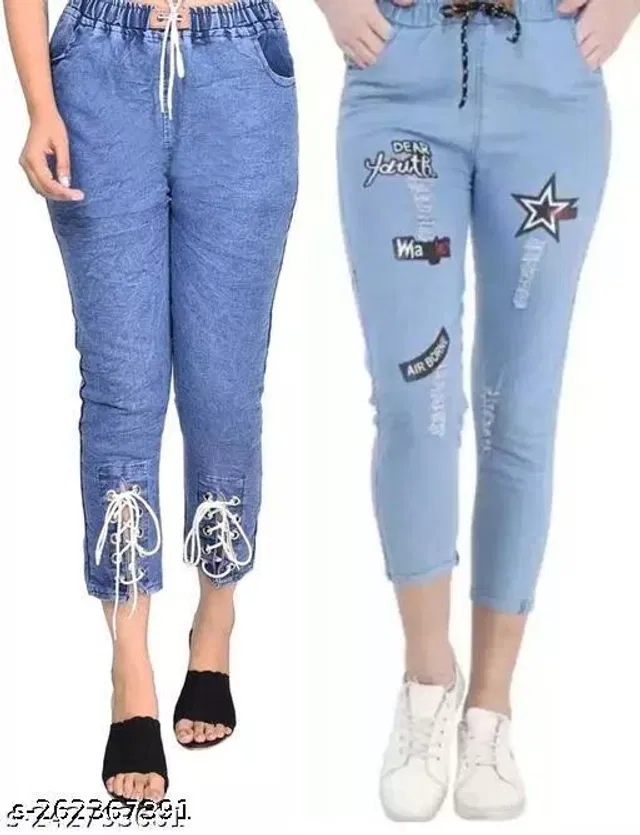 Denim Jeans for Girls (Blue, 14-15 Years) (Pack of 2)