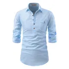 Trendy Cotton Full Sleeves Short Kurta For Men 