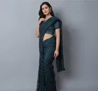 Net Solid Saree for Women 
